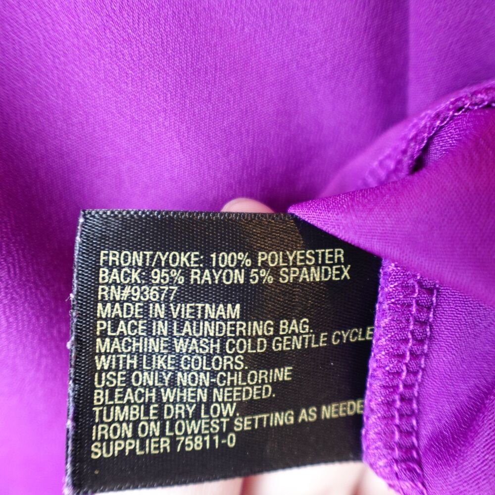 Worthington Sleeveless Blouse Top Womens XL Purple Colorblock Crochet Mardi Gras - Picture 7 of 7